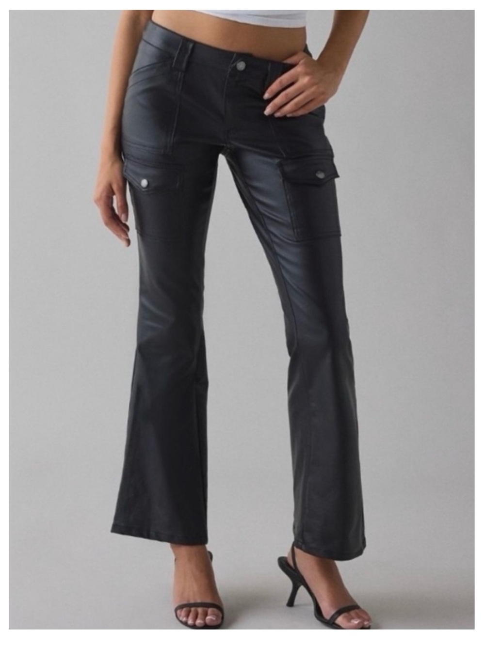 NWT BDG Brigid Faux Leather Low-Rise Bootcut Utility Pants in Black